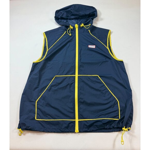 Hunter large Windbreaker Hooded Vest Medium Navy Yellow Lightweight (bin HH161) - Picture 10 of 10